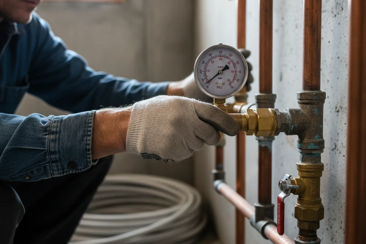 Pressure testing a repaired line during Water Line Repair in Elk